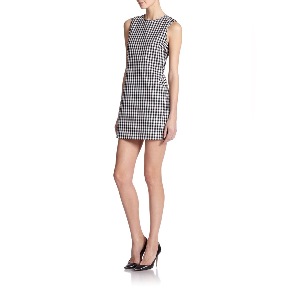 Theory Black and White Gingham Shift Dress